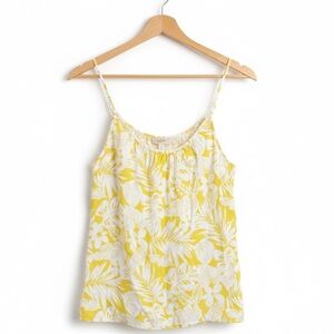 LOFT NWOT Linen Blend Strappy Adjustable Straps Leaf Print Camisole